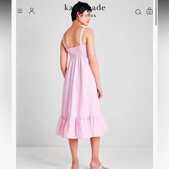 Kate Spade Seersucker Stripe Bow Dress - Picture 4 of 5